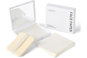 KYDA 200 Sheets Face Oil Blotting Paper, Included Refills, Mirror and Puff, Oil Absorbing Sheets for Makeup, Oil Control Shine, Absorb Excess Oil, Travel Size Gentle Face Makeup, Gardenia