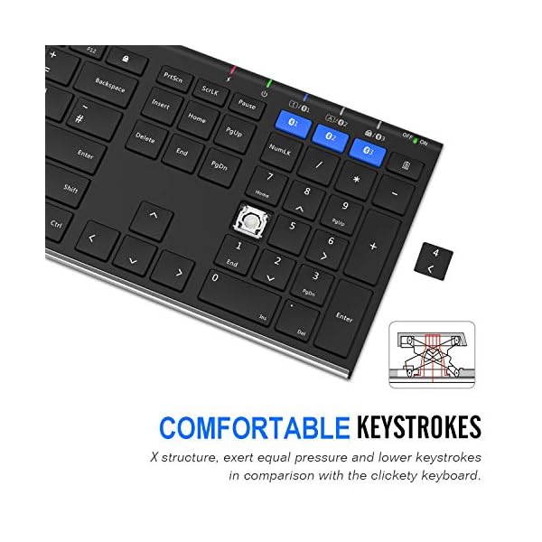 Arteck Universal Bluetooth Keyboard Stainless Steel Full Size UK Layout Wireless Keyboard for Windows, iOS, Android…