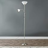 MiniSun Modern Brushed Chrome 2 Way Floor Lamp with LED Bulbs view 3