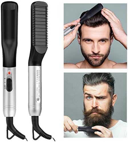 Beard Straightener Comb for Man,Ionic Beard Straightening Brush with 30s Fast Heating Ceramic Anti Scald Multifunctional Electric Comb for Home,Travel,Salon,Gift 110-240V Dual Voltage