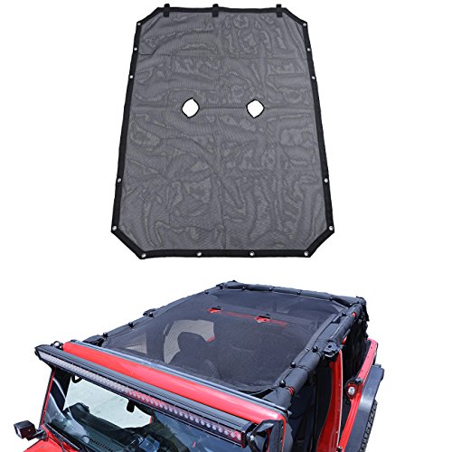 Partol Durable Mesh Sun Shade Top Cover for 2007-2018 Jeep Wrangler Provides UV Sun Protection for JK 4-Door