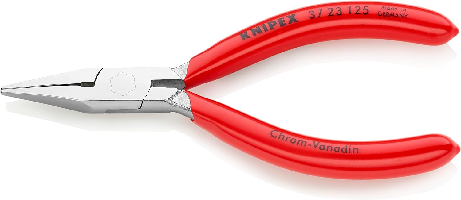 KNIPEX Flat Nose Pliers for Precision Mechanics Chrome-Plated with Plastic Coating 125 mm, 37 23 125