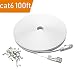 100 ft Cat 6 Ethernet Cable White - Flat Wire LAN Rj45 High Speed Internet Network Cable Slim with Clips - Faster Than Cat5e Cat5 with Snagless Connectors- (30 Meters) (100FT-White)