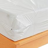 Waterproof Zippered Plastic Mattress Protector Encasement, Vinyl Mattress Bed Cover Proof (Full Size)