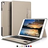 IVSO Apple iPad Pro 10.5 Case With Keyboard Ultra-Thin DETACHABLE Bluetooth Keyboard Stand Case / Cover + Pencil holder for Apple iPad Pro 10.5-inch 2017 Version Tablet(Gold)