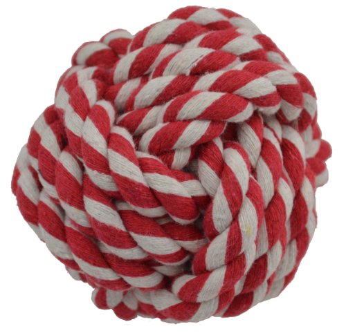 Amazing Pet Products Rope Dog Toy, 3.75-Inch Rope Ball, Red
