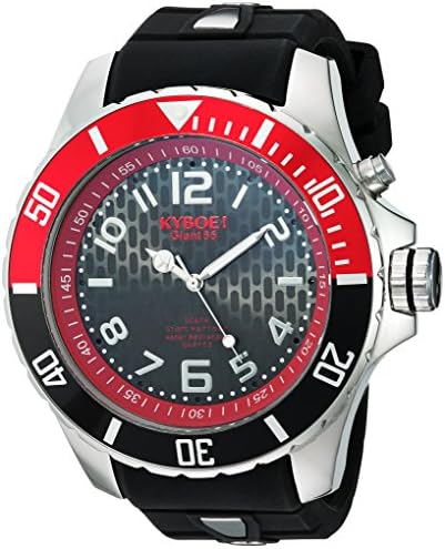 KYBOE! Power Stainless Steel Quartz Watch with Silicone Strap, Black, 27 (Model: KY.55-013.15)