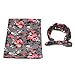 Infant Floral Swaddle Wrap with Headbands Hats Value Set Newborn Receiving Blanket Photography Props 35X35inch