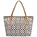 Micom Casual Signature Printing Pu Leather Tote Shoulder Handbag with Metal Decoration for Women (P Signature and Felt Insert Purse)