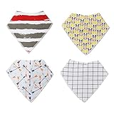 Kinsard Baby Bandana Drool Bibs, Soft and Absorbent, 100% Cotton Bib For Drooling and Teething, 4 Pack Gift Set, Unisex-For Boys and Girls