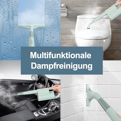 Newbealer 2-in-1 Steam Cleaner, 1200 W Handheld Device with Removable Cleaner, 3 Steam Levels, 7 Accessories and 2 Microfibre Pads, Ideal for All Floors, Carpets | 3 adjustable levels for carpet laminate, hardwood grout, carpet gliders, 7 multipurpose accessories and 2 pads, 250ml tank