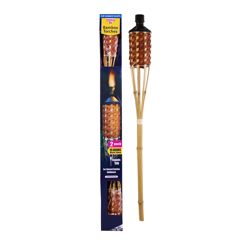 Zero In Bamboo Tiki Torch, Decorative, Natural, For Gardens, Borders and Patio Areas