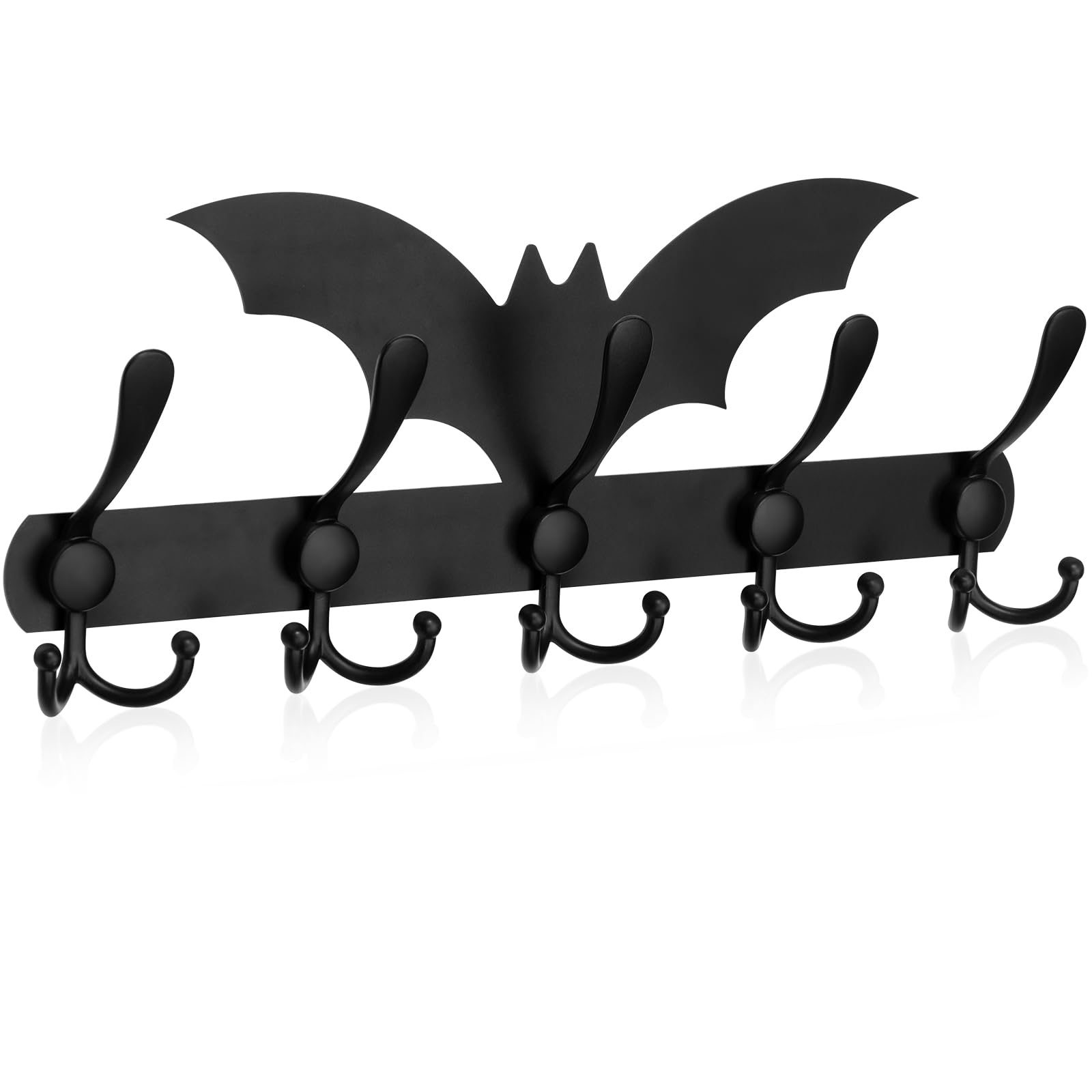 Photo 1 of Shimeyao Bat Coat Rack Wall Mount Halloween Gothic Home Decor Goth Wall Hook for Key Heavy Duty 5 Tri Coat Hooks Spooky Black Metal Key Holder for Mudroom Entryway Hat Jacket Bag Towel Hanger Bat Gift