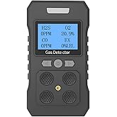 HAOKESITE 4 Gas Monitor Rechargeable Portable Gas Detector H2S O2 CO and LEL Multi Gas Monitor Professional Gas Sniffer with LCD Display Sound Light Vibration Alarm Mode.