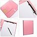 Pink Padfolio Clipboard Portfolio Folder with Pen - Geila PU Leather Resume Portfolio - Interview/Legal Document Organizer & Conference Folder for Business School Office - with 8.5 x11In Writing Pad