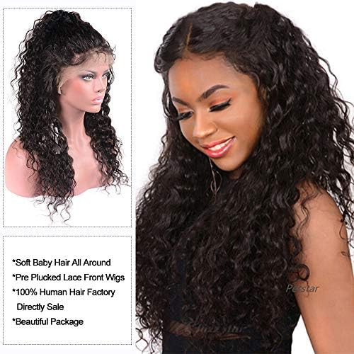 Brazilian Human Hair Lace Front Wigs with Baby Hair Pre Plucked Human Hair Wigs For Black Women Wet and Wavy Water Wave Curly Lace Front Wigs 13x4 Lace Frontal Wigs 10 inch