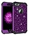 Lontect Compatible iPhone 8 Case, iPhone 7 Case Luxury Glitter Sparkle Bling Heavy Duty Hybrid Sturdy High Impact Shockproof Protective Cover Case for Apple iPhone 8 / iPhone 7 - Shiny Purple/Black