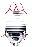 ALove Big Girls One Piece Striped Swimsuit Cross Back Swimming Costume