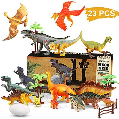 WOSTOO Dinosaurier Spielzeug, 23PCS Dinosaurier Figuren Set Einschließlich Tyrannosaurus Rex, Triceratops, Velociraptor…