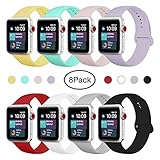 ENANYN Compatible Apple Watch Band 38mm 40mm 42mm 44mm Soft Silicone Sport Wrist Strap iWatch Replacement Bracelet Wristbands for Apple Watch Series 4,3,2,1 of Size S/M,M/L (8 Colors, 42mm/44mm S/M.)