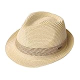 Fancet Packable Straw Fedora Panama Sun Summer