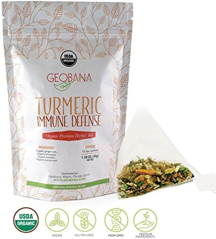 Geobana Organic Turmeric Immune Defense tea (15 tea pyramid sachets)