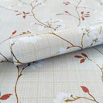 Wollzo Red Leaf Look Self Adhesive Wallpaper (45 x 500 cm Multicolour)