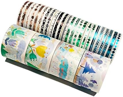 Cute Colorful Decorative Wide and Narrow Washi Tape Set for Bullet Journal(28 Rolls)