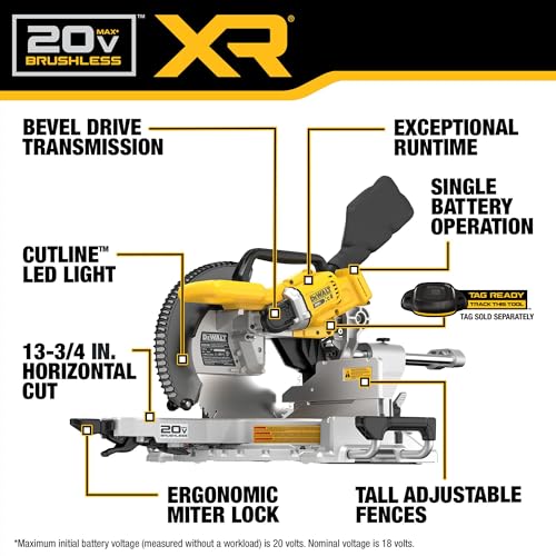 DEWALT 20V MAX XR 12 inch Double Bevel Sliding Miter Saw, Cordless, photo 12