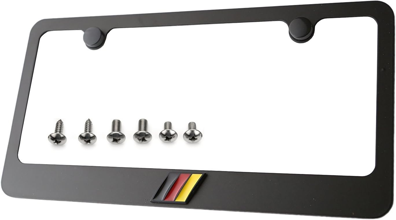 LFPartS Germany 3D Metal Black License Plate Frame (German Flag)