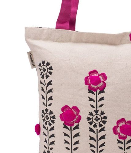pick pocket women's tote bag (white & pink) (toblkpkpom8)