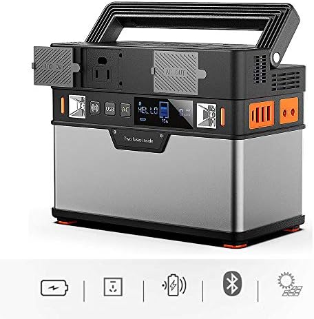 Portable generator 372Wh/105000mAh Power Station Emergency Power Supply with DC/AC Inverter, Wireless Output, Charged by Solar Panel for camping and emergency