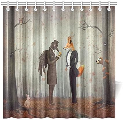 Amazon Com Abaysto Forest Raven Fox Shower Curtain Hooks Fairy