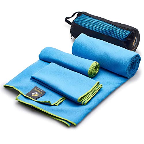 Large Microfiber Towels Quick Dry Blue - Travel Fast Drying Super Absorbent Body, Hand & Face Towel - Personalized Large Beach Yoga Cooling Hair Wrap Rag Towel for Men & Women Gym Bag Toiletry