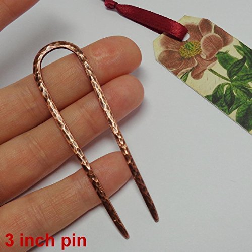 Copper Hair Fork, U-shape Hammered Metal Hair Pin for Bun, Choose Your Size, Handmade Boho Accessory