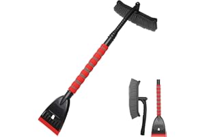 JNXIJ 39" Snow Brush & Ice Scraper for Car Windshield, 2-in-1 Detachable Ice Scraper with 360° Pivoting Brush Head, Extendabl