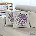 CaliTime Canvas Throw Pillow Cover Case for Couch Sofa Home Decoration Butterflies Floral Leaves Tree 18 X 18 Inches Purple