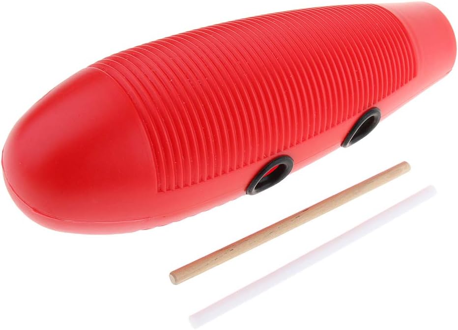 Perfk Guiro de plástico con 2 raspadores, instrumento musical de