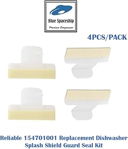 4PCS/PACK Reliable 154701001 Splash Shield. Replacement Part Fits for Frigidaire Kenmore Dishwasher and Replaces 1465007, 154685101, AH2203346, EA2203346, PS2203346, LP10509