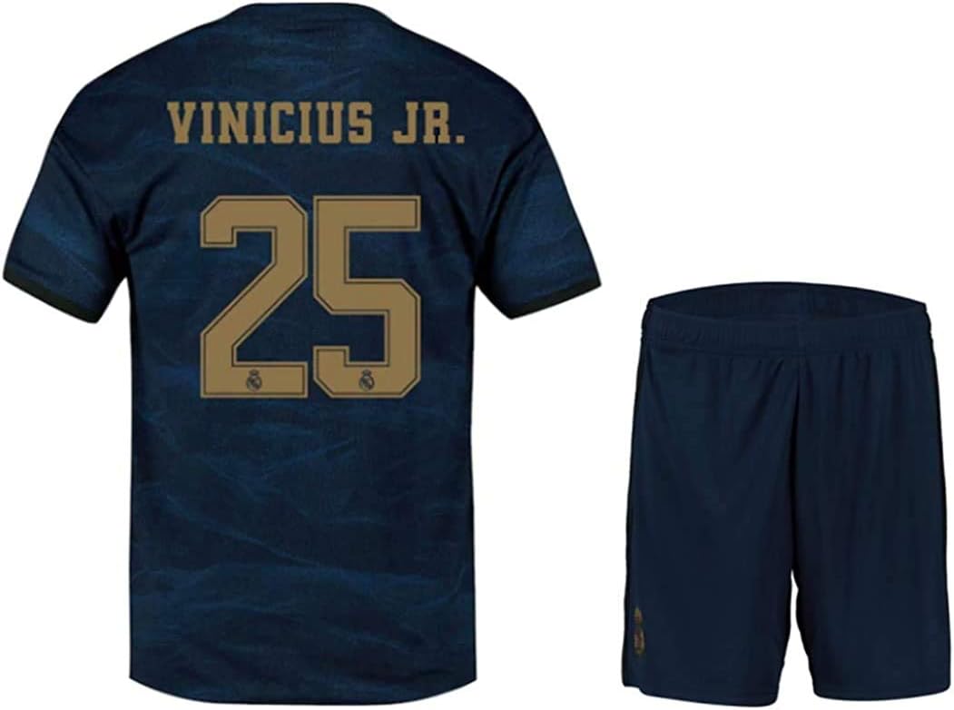 Vinícius Júnior Mens 25# 2019-2020 Real Madrid Away Soccer Shirts Kit Navy