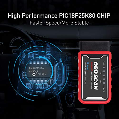 KINGBOLEN WiFi OBD2 Scanner OBD2 Car Code Reader Check Engine Light Diagnostic Tool for iOS Android & Windows Device, Supports All OBDII protocols