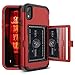 WeLoveCase for iPhone XR Wallet Case Design with Card Holder and Hidden Back Mirror Three Layer Heavy Duty Protection Shockproof All-Round Armor Protective Case for iPhone XR, Red