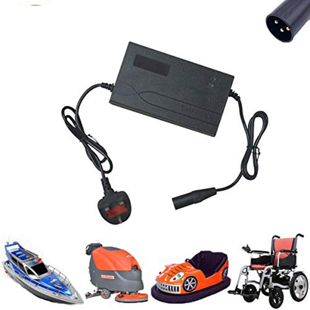 Riloer Car Battery Charger - Motorcycle Trickle Charger - 24v 2A 3A Battery Charger - Mobility Scooter Wheelchair Battery Charger Maintainer,Quality Charger,Power Adapters XLR Connector,3 modes