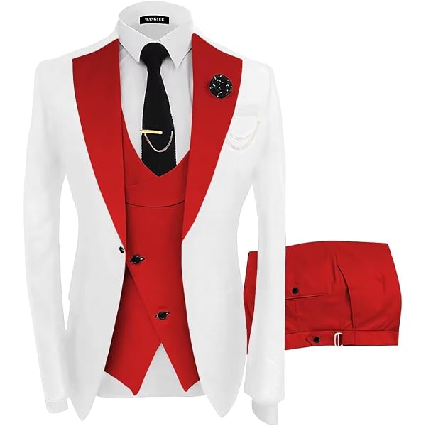 Amazon.com: Men's Dress Shirt (White, 17"-36/37") & Tie Set (Red)
