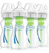 Dr. Brown’s Anti-Colic Options+ Wide Neck Baby Bottles to Reduce Colic, 9 oz, 4 Pack, 0m+ Level 1...