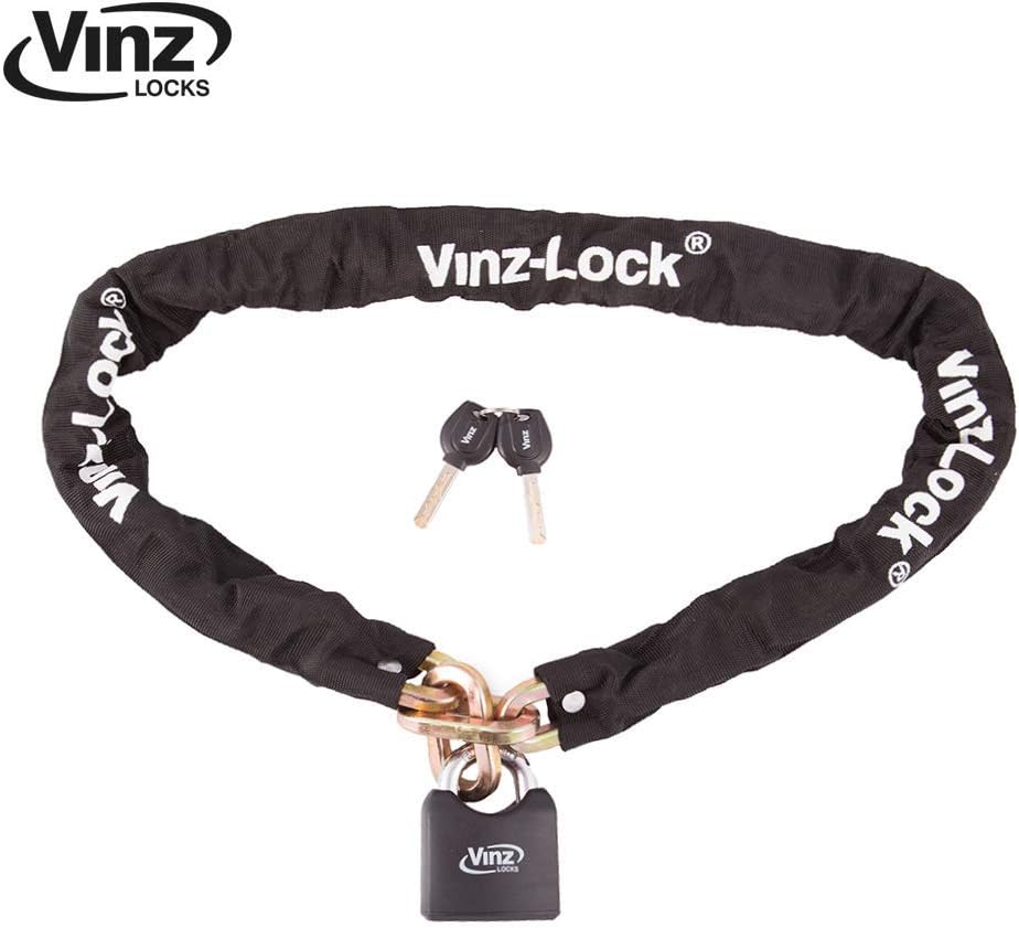 VINZ Saltoro Motorrad Kettenschloss | 170cm Länge, 12mm Stärke | Diebstahlschutz Für Motorrad & Roller