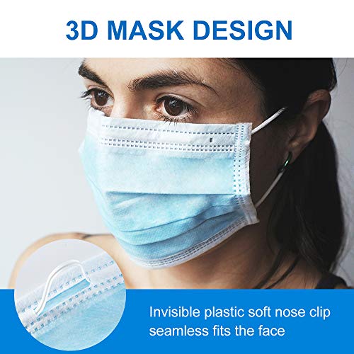 Disposable Face Masks 50 Pcs, AXHKIO 3 Ply Safety Masks, Disposable Breathable Earloop Masks