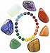 JIC Gem Chakra Healing Stones Set - 7 Piece Assorted Polished Gemstones with Stone Bracelet Balance Polished Energy Yoga and Gifts