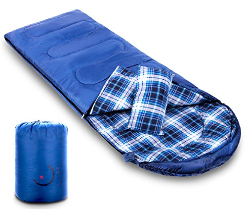 X-CHENG Flannel Sleeping Bags- More Comfort for Left-Hander - Perfect to Multi- Season - Lightweight and Compact Design - Free Carry Sack Included & 32℉Available