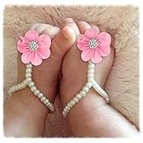 Baby Sandals,LISINGTOOL 1Pair Infant Pearl Chiffon Barefoot Flower Beach Sandals Pink